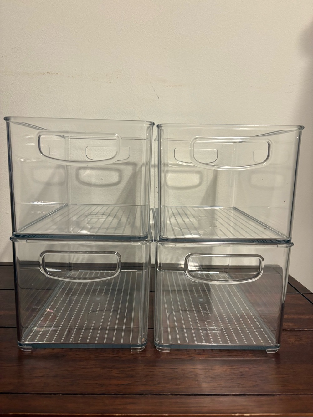 Clear Stackable Storage Bins with Handles - Set of 4